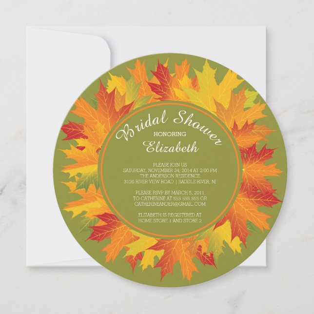 Modern Fall Autumn Bridal Shower Invitation (Front)