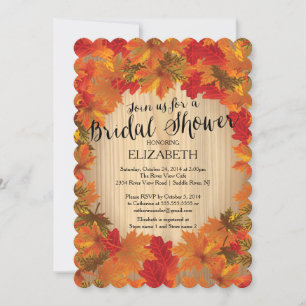 Modern Fall Autumn Leaf Bridal Shower Invitation
