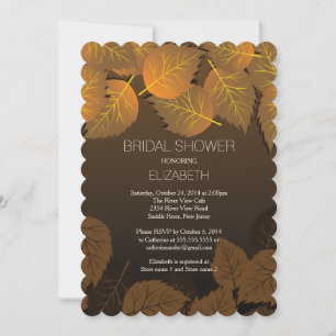 Modern Fall Autumn Leaf Bridal Shower Invitation