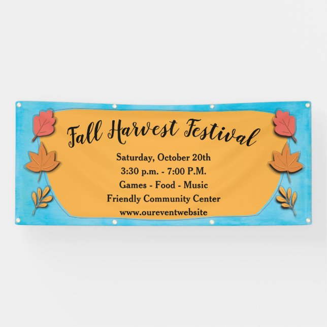 Modern Fall Autumn Leaf Harvest Banner (Horizontal)