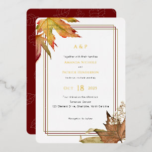 Modern Fall Autumn leaves, Garden Wedding gold