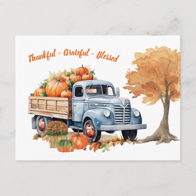 Modern Fall Autumn Pumpkin Thanksgiving Postcard (Front)