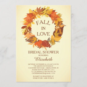 Modern Fall Autumn Wreath Bridal Shower Invitation