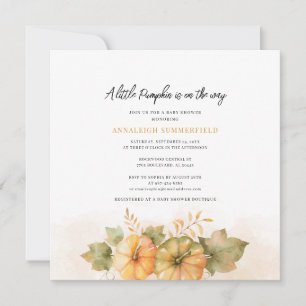 Modern Fall Baby Shower Watercolor Leaves Invitation