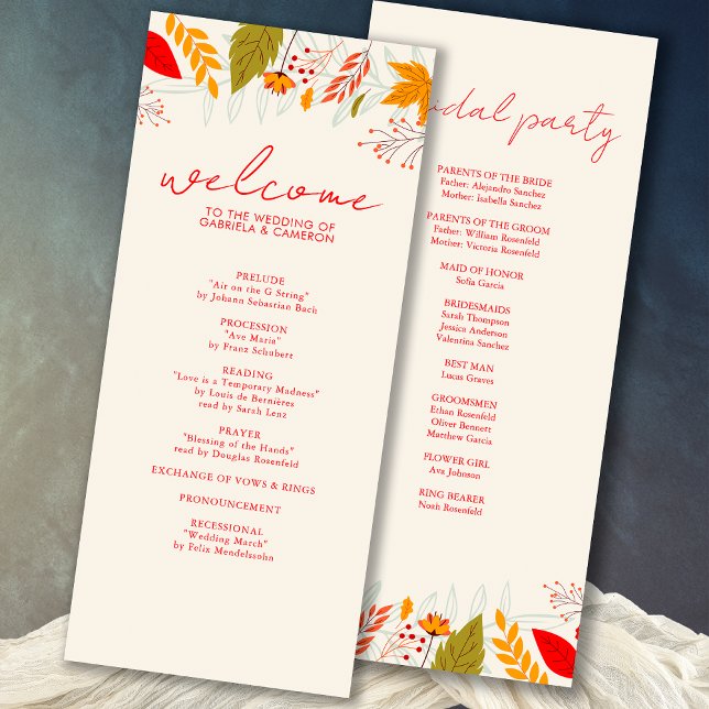 Modern Fall Bright Floral Simple Ivory Wedding Programme (Creator Uploaded)