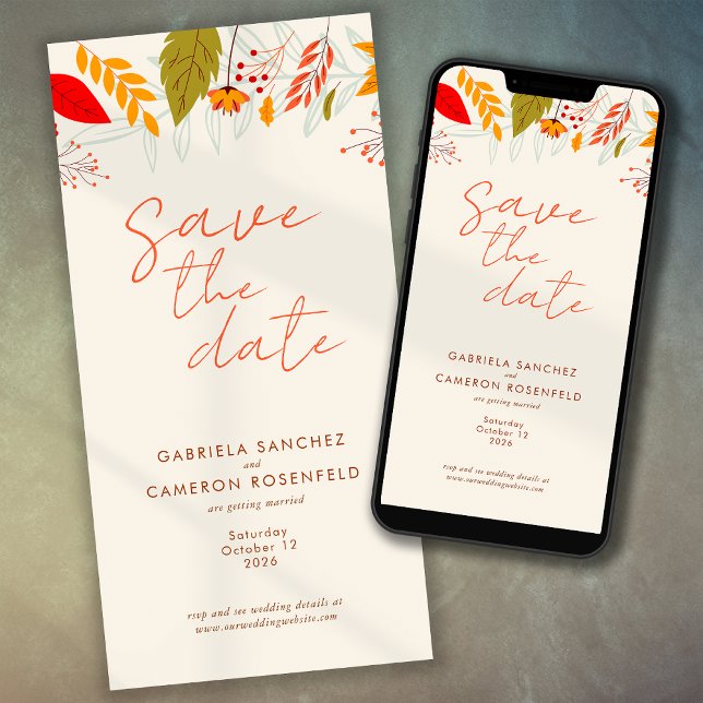 Modern Fall Bright Floral Simple Ivory Wedding Save The Date (Creator Uploaded)