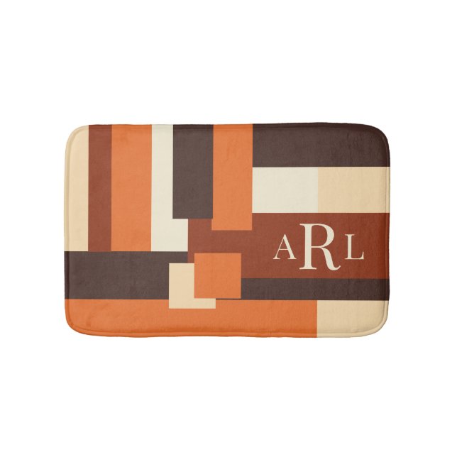 Modern Fall Colour Block Personalised Bath Mat (Front)