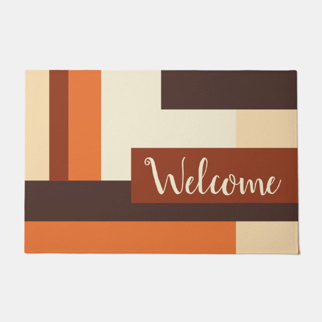 Modern Fall Colour Block Personalised Doormat (Front)