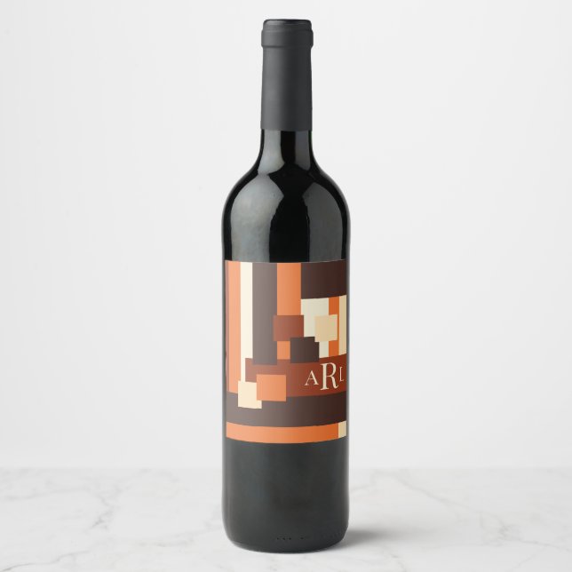 Modern Fall Colour Block Personalised Wine Label (Front)