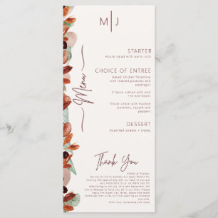 Modern Fall Floral Autumn Wedding Menu