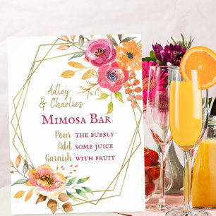 Modern fall floral brunch wedding shower Mimosa Poster