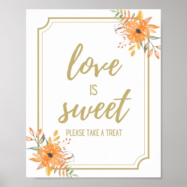 Modern fall floral wedding dessert bar sign (Front)