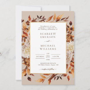 Modern Fall Floral Wedding Invitation