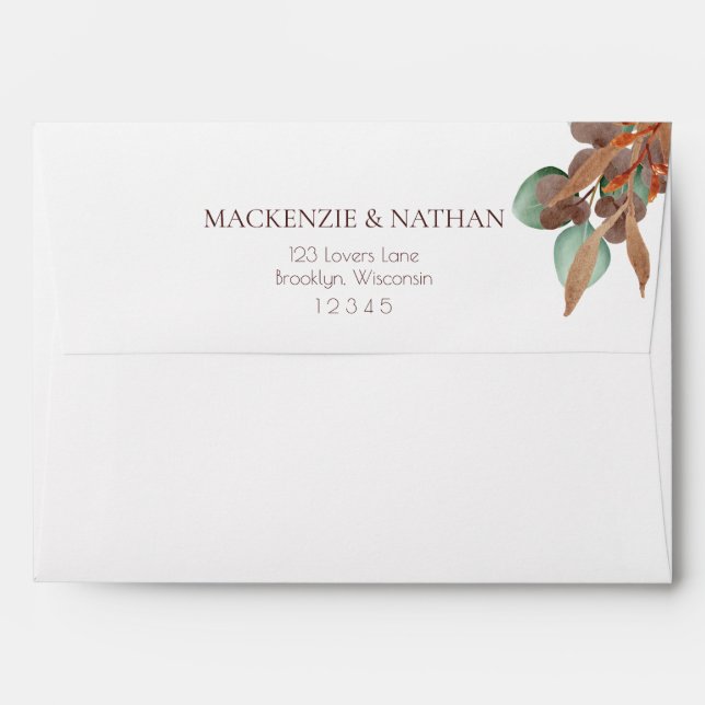Modern Fall Foliage Autumn Wedding Envelope (Back (Top Flap))