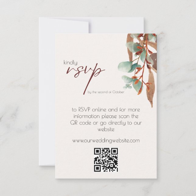 Modern Fall Foliage Autumn Wedding RSVP Card (Front)