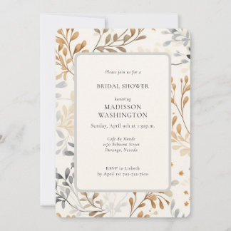 Modern Fall Foliage Bridal Shower with QR Code  Invitation