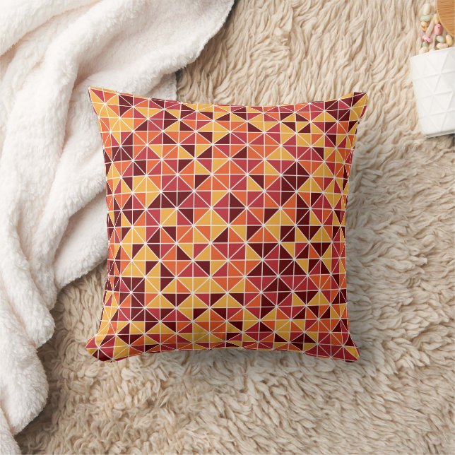 Modern Fall Geometric Triangle Pattern Cushion (Blanket)
