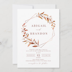 Modern Fall Greenery Geometric Rustic Wedding Invi Invitation