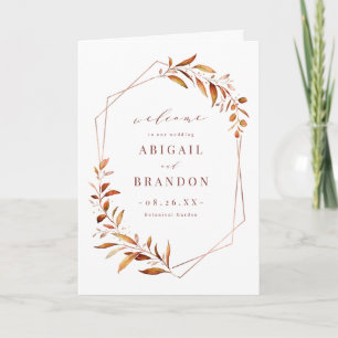 Modern Fall Greenery Geometric Rustic Wedding Programme