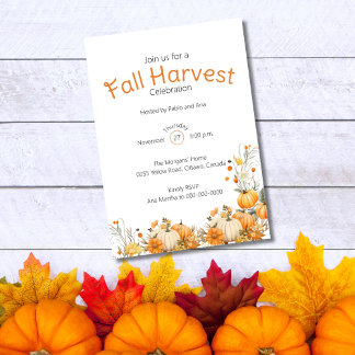 Modern Fall Harvest  Thanksgiving Celebration Invitation