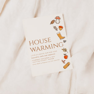 Modern Fall Housewarming Party Invite with Leaves