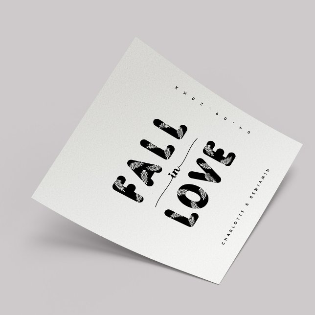 Modern Fall in Love | Black & White Wedding Napkin (Modern Fall in Love | Black & White Wedding Napkins)