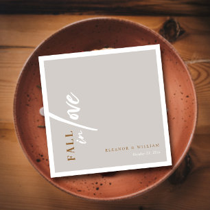 Modern Fall In Love Minimalist Autumn Wedding Napkin