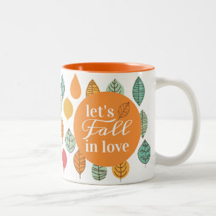 Modern Fall Leaf Pattern Two-Tone Coffee Mug