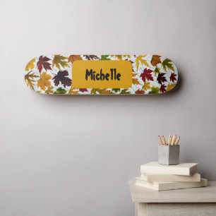 Modern Fall Leave Personalised Name Skateboard