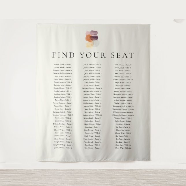 Modern Fall Leaves Autumn Find Your Seat Wedding Tapestry (Front)