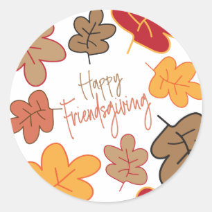 Modern Fall Leaves Friendsgiving Sticker