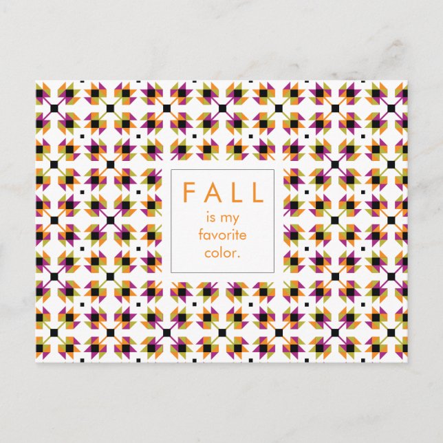 Modern Fall Leaves Quilt Pattern Postcard (Front)