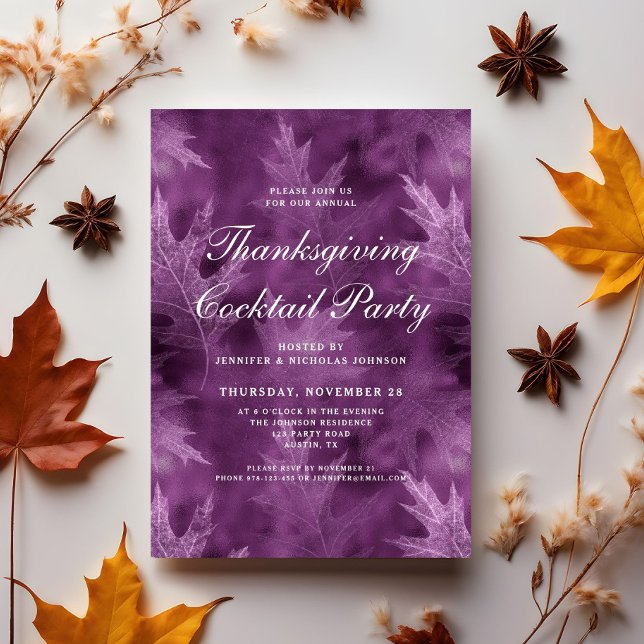 Modern Fall Leaves Thanksgiving Dinner Party  Invitation (Modern Fall Leaves Thanksgiving Dinner Party Invitation)