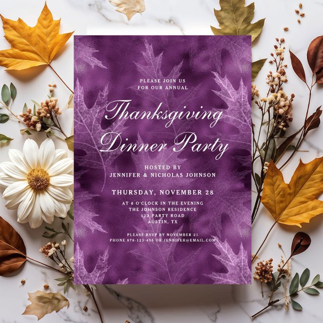 Modern Fall Leaves Thanksgiving Dinner Party Invitation (Modern Fall Leaves Thanksgiving Dinner Party Invitation)
