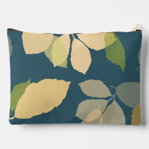 Modern Fall Leaves with Teal Background Accessory Pouch