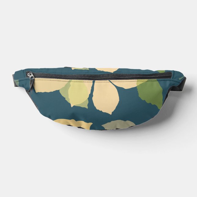 Modern Fall Leaves with Teal Background Bum Bags (Lay Down)
