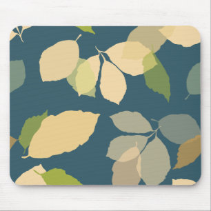 Modern Fall Leaves with Teal Background Mouse Mat