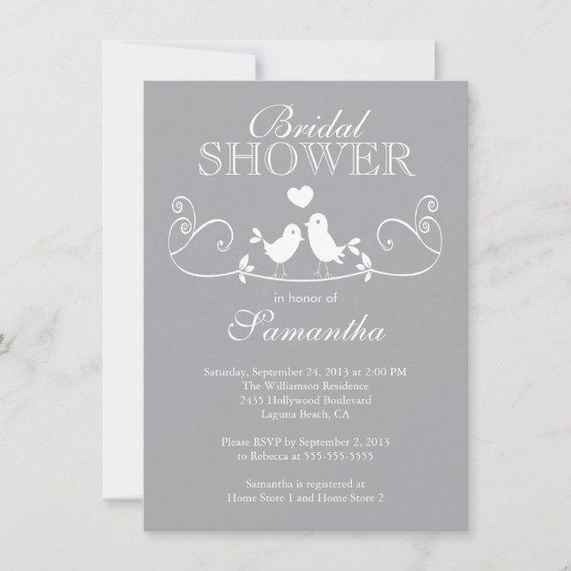 Modern Fall  Love Birds Bridal Shower Invitation (Front)