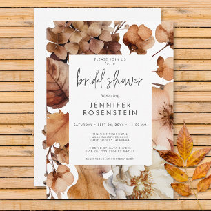 Modern Fall Neutral Floral Frame Bridal Shower Invitation
