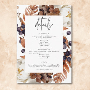 Modern Fall Neutral Floral Frame Wedding Enclosure Card