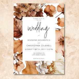 Modern Fall Neutral Floral Frame Wedding Invitation