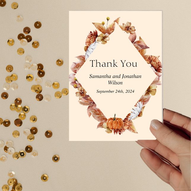 Modern Fall Orange BOHO Thank you Card (Creator Uploaded)
