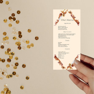 Modern Fall Orange BOHO Wedding Dinner Menu