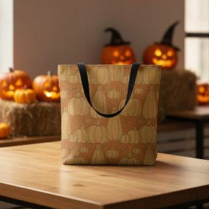 Modern Fall Pumpkin Pattern in Orange Tote Bag