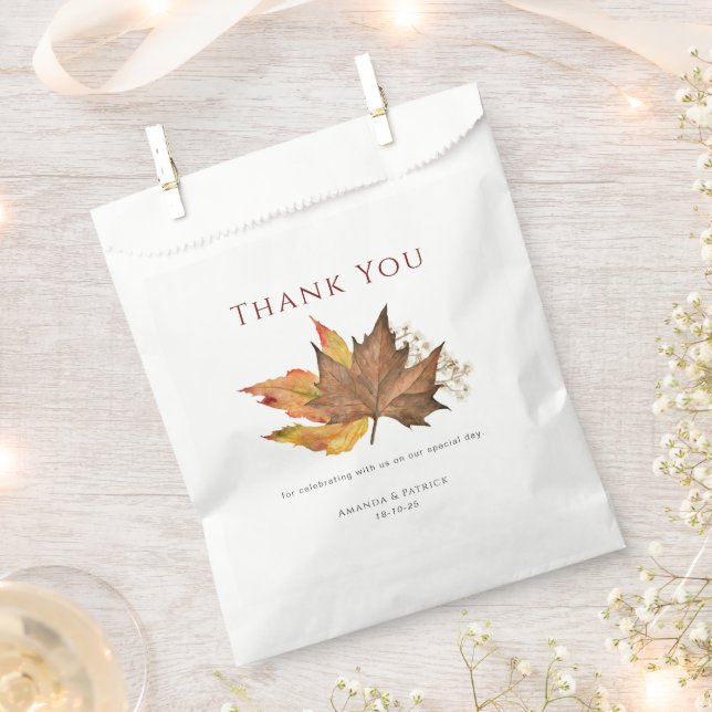 Modern Fall Simple Autumn leaves Garden wedding Favour Bags (Clipped)