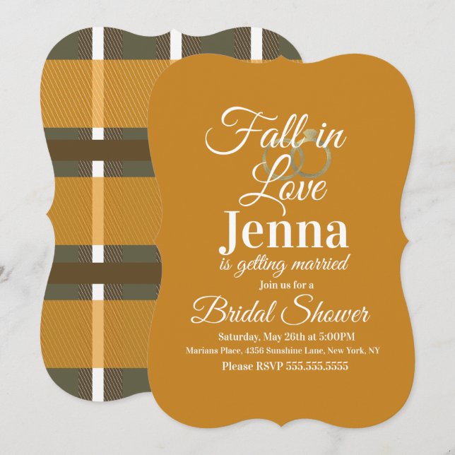 Modern Fall Stripes Plaid  Bridal Shower Invitation (Front/Back)