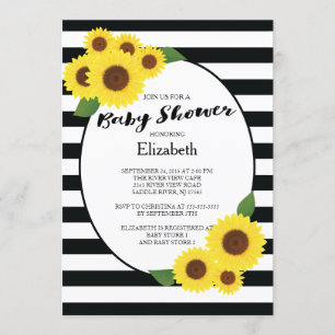Modern Fall Sunflower Baby Shower Invitations