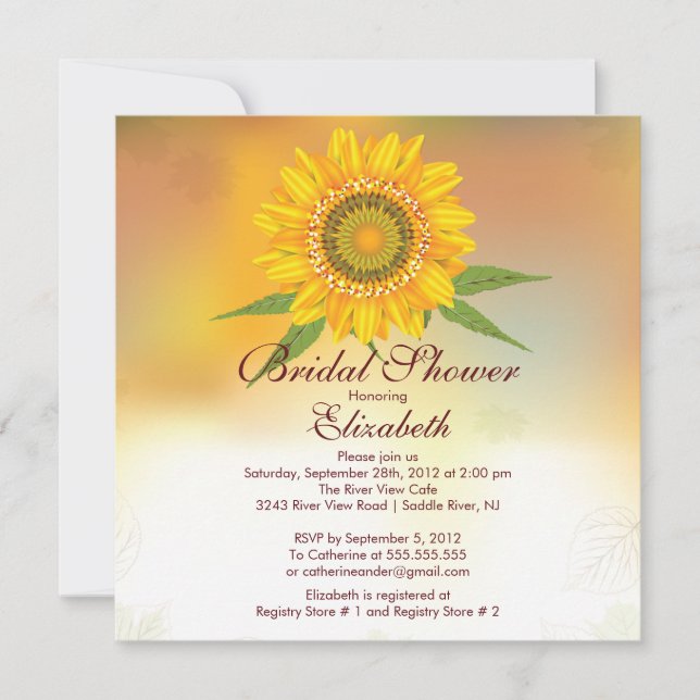 Modern Fall Sunflower Bridal Shower Invitation (Front)