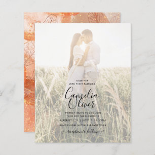 Modern Fall Terracotta Orange Leaf Wedding Invite