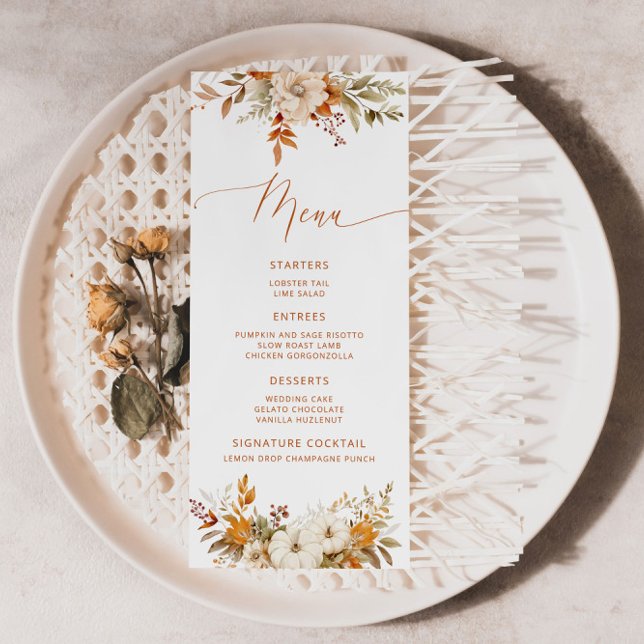 Modern Fall Terracotta Wedding elegant Menu (Creator Uploaded)